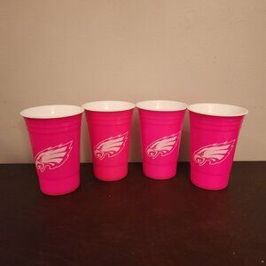 SET OF 4  - NFL PHILADELPHIA EAGLES PINK CUPS